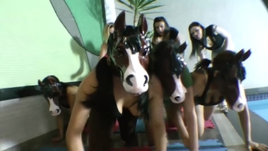 Pony Girls Horse Race By Karina Reis And Mika Patyzinha 
